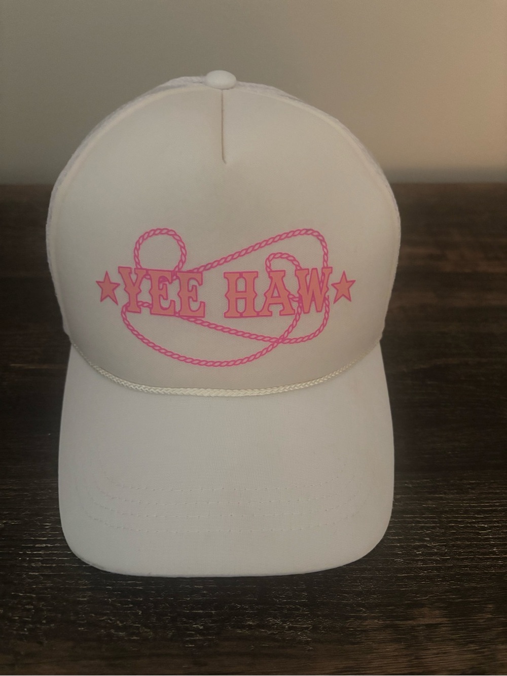 Fun 'Yee Haw' Pink Logo Trucker Hat